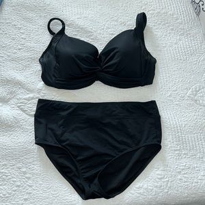 Lands end black underwire bikini size 12